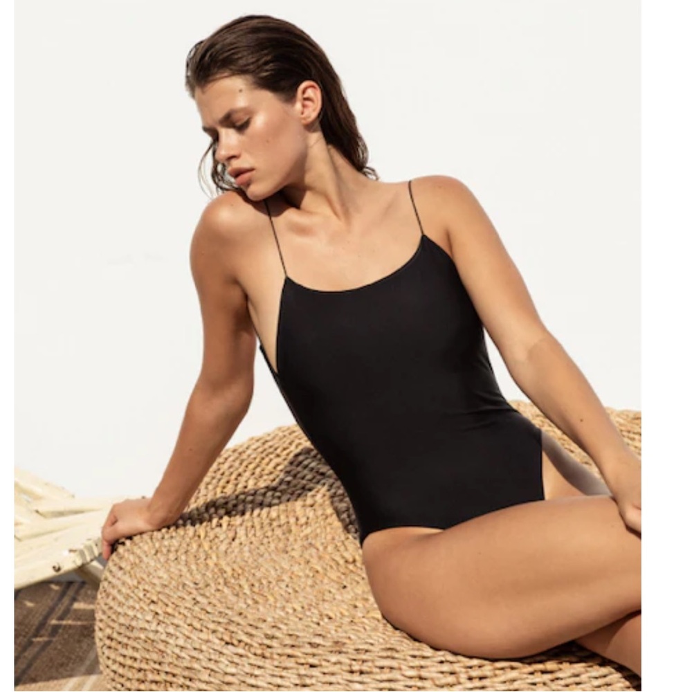 Jade Swim Micro Trophy One-Piece Swimsuit in Matte Black brand new w/ tags small